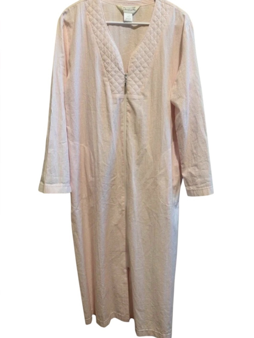 Diamond Tea Pink White Long Zipper Robe Sz M